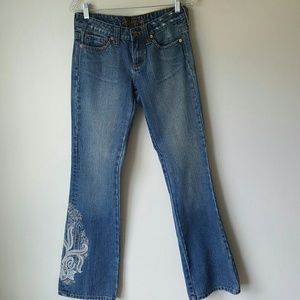 HIPPIE Boho Embroidered Gently Distressed Jeans- 26